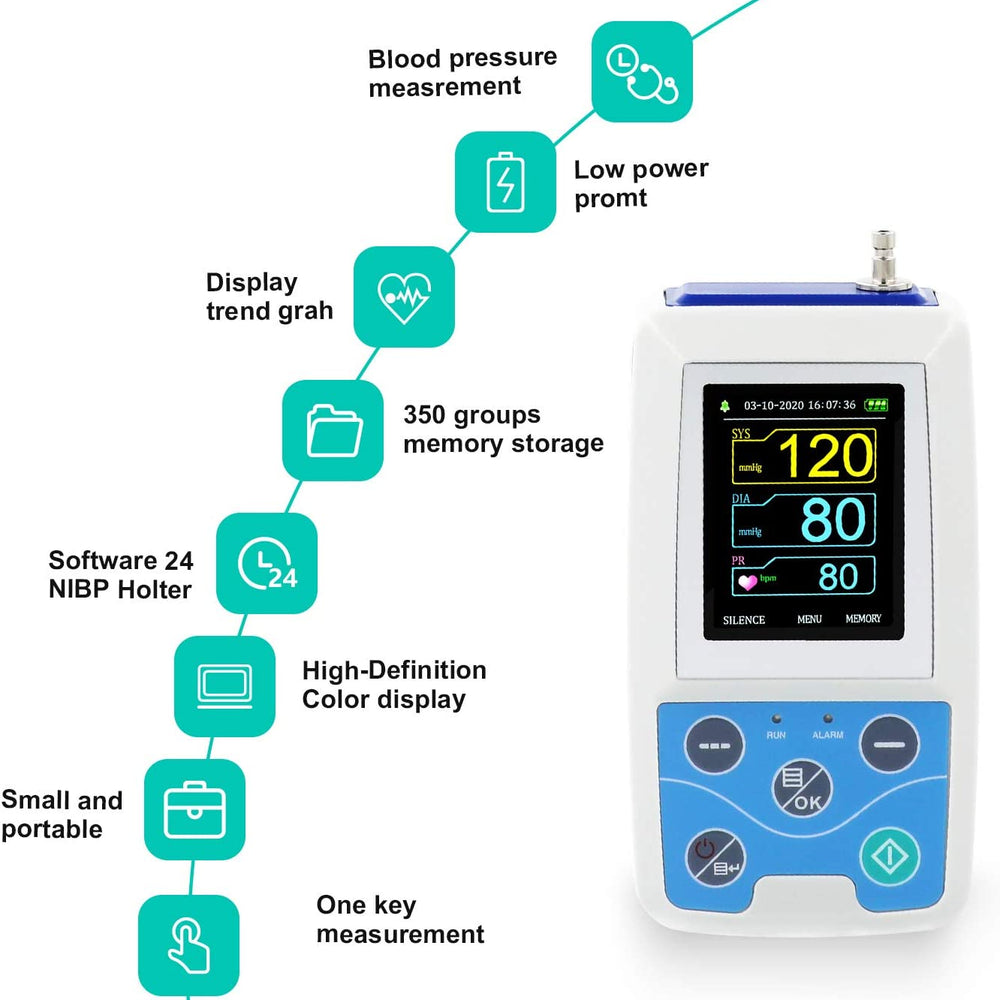 
                  
                    CONTEC Monitor ambulatorio de presión arterial + funda para NIBP de 24 horas (un puño para adulto)
                  
                